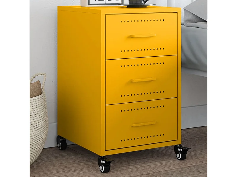 Table de chevet jaune moutarde 36x39x59 cm acier