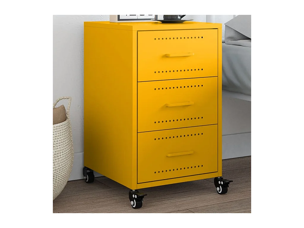 Table de chevet jaune moutarde 36x39x59 cm acier