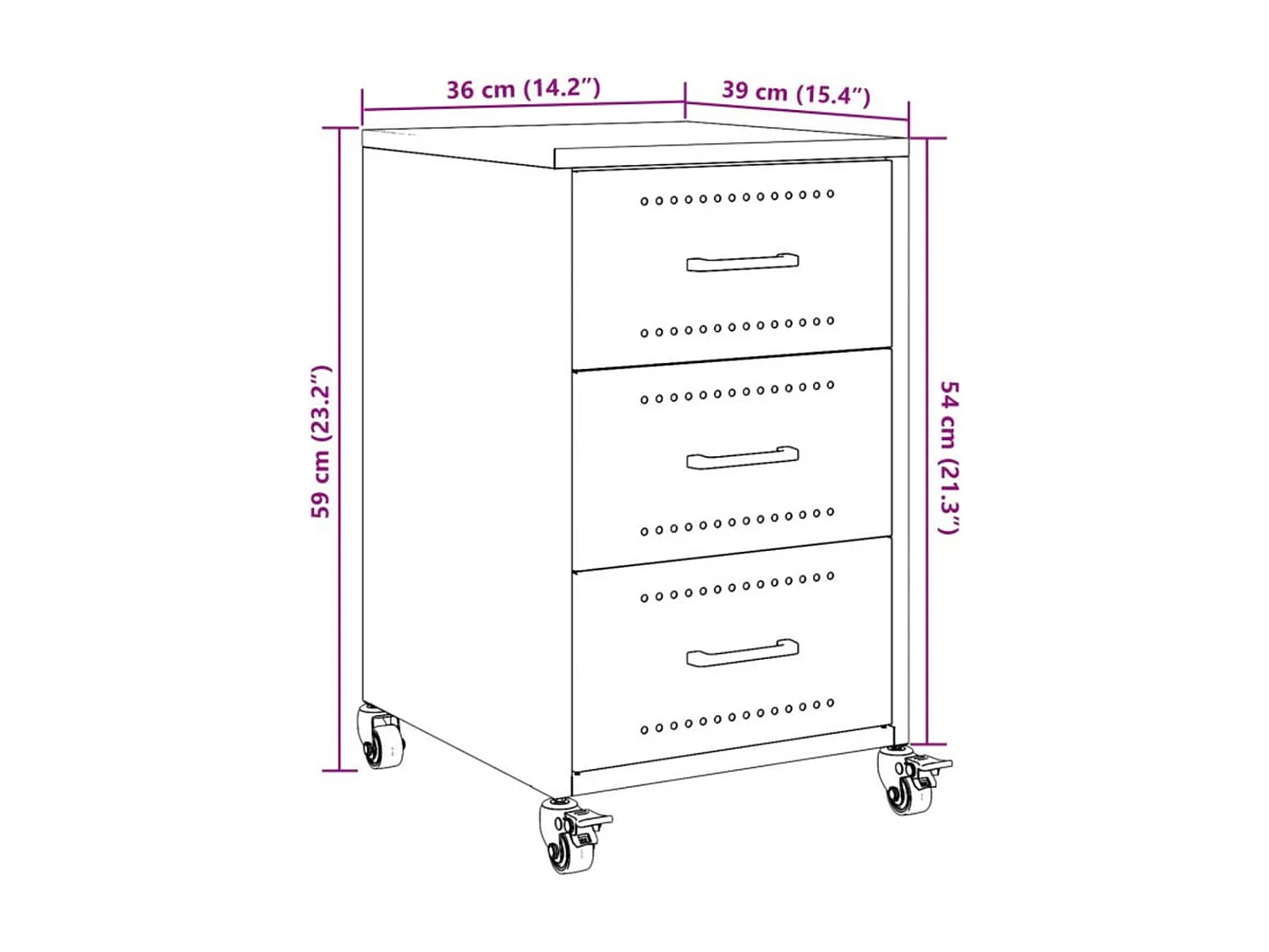 Table de chevet jaune moutarde 36x39x59 cm acier