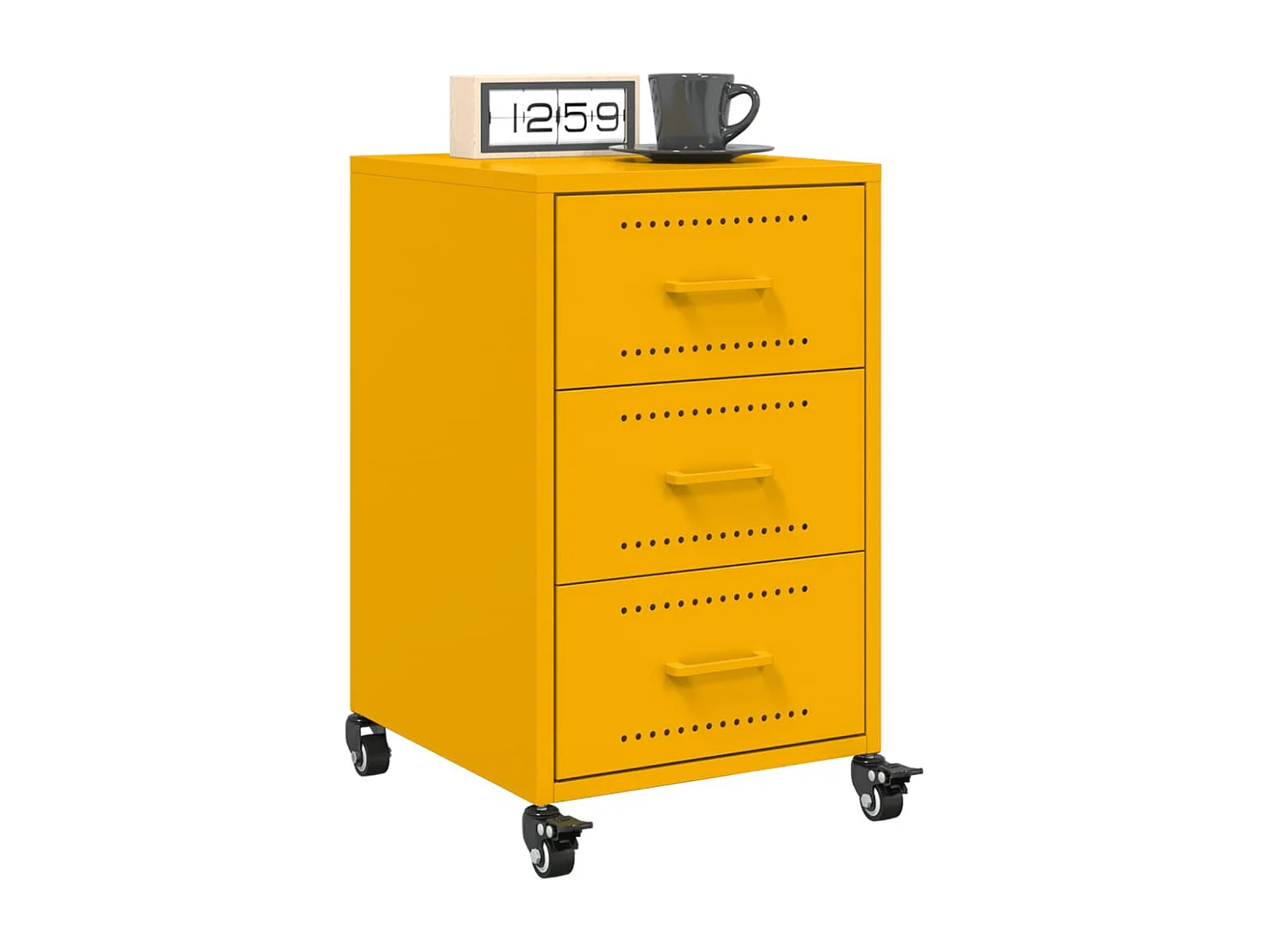 Table de chevet jaune moutarde 36x39x59 cm acier