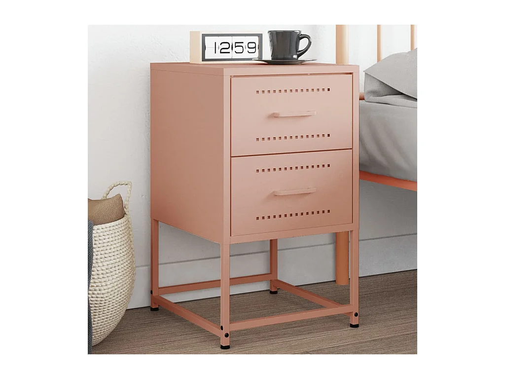 Table de chevet rose 36x39x60,5 cm acier