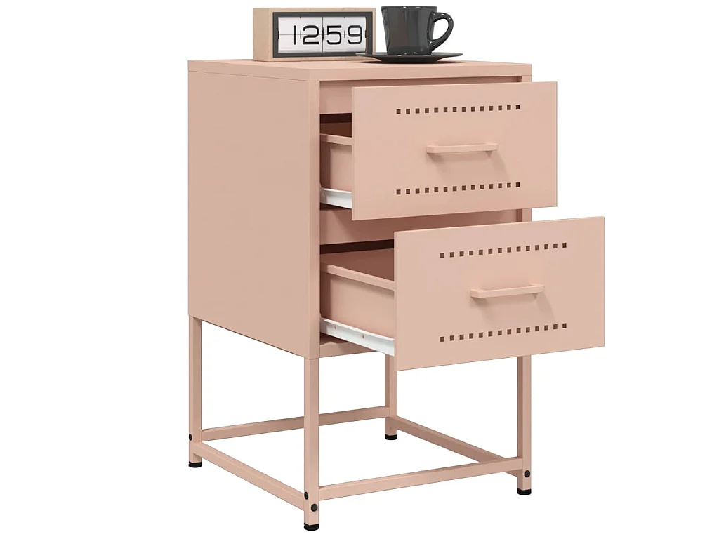 Table de chevet rose 36x39x60,5 cm acier