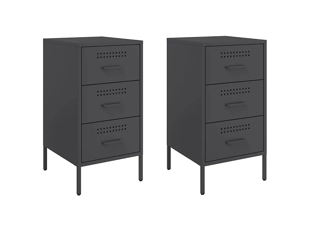 Tables de chevet 2 pcs noir 36x39x68 cm acier