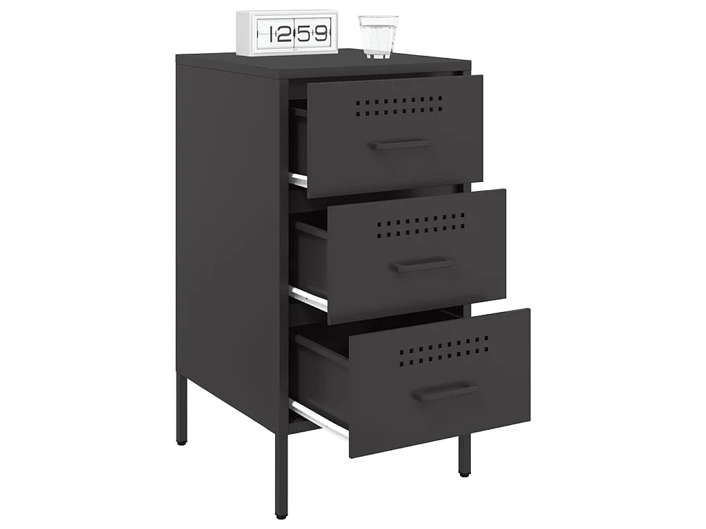 Tables de chevet 2 pcs noir 36x39x68 cm acier