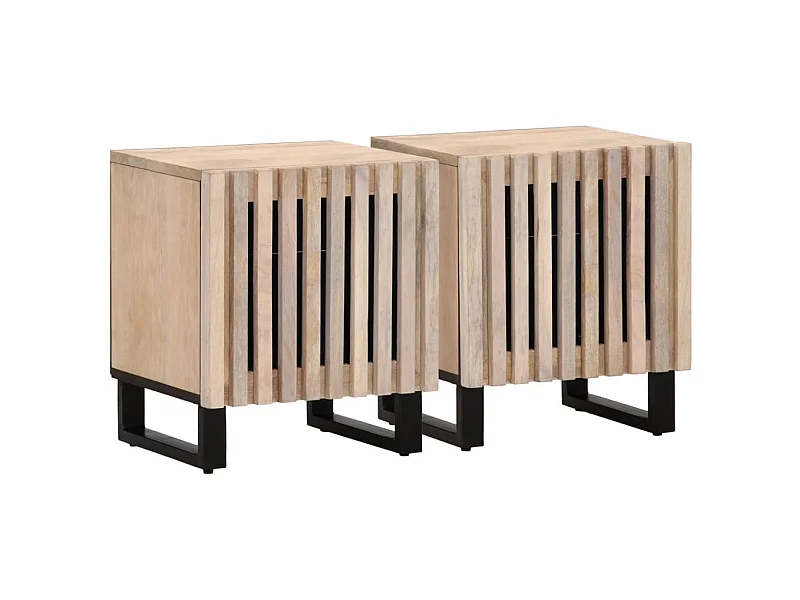 Tables de chevet 2 pcs 40x34x46 cm bois manguier massif blanchi