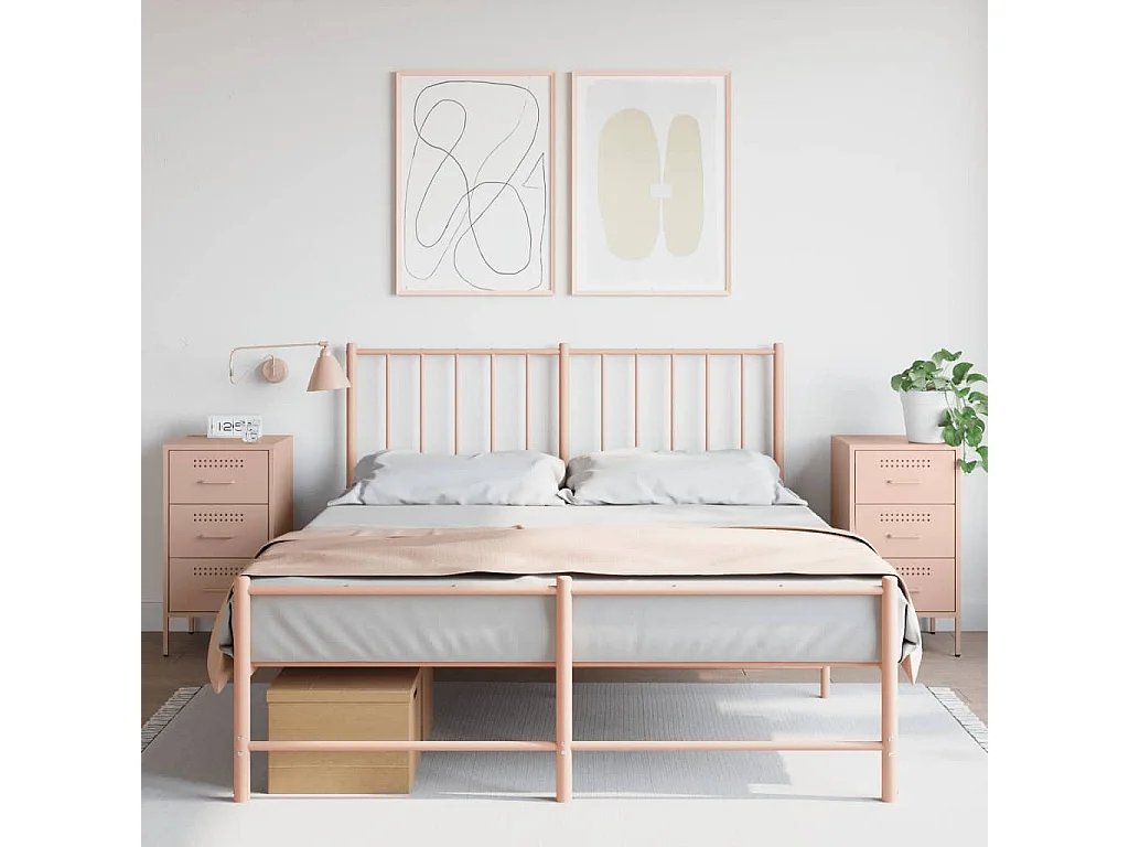 Nachttische 2 Stk. Rosa 36x39x68 cm Stahl