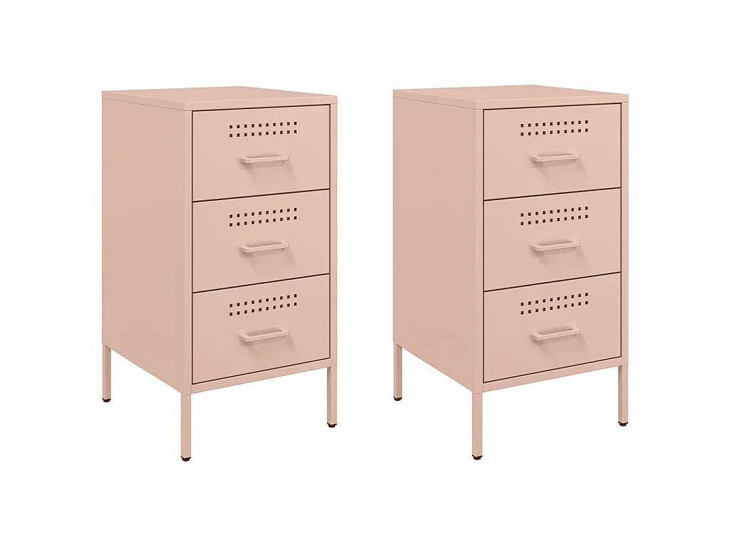 Nachttische 2 Stk. Rosa 36x39x68 cm Stahl