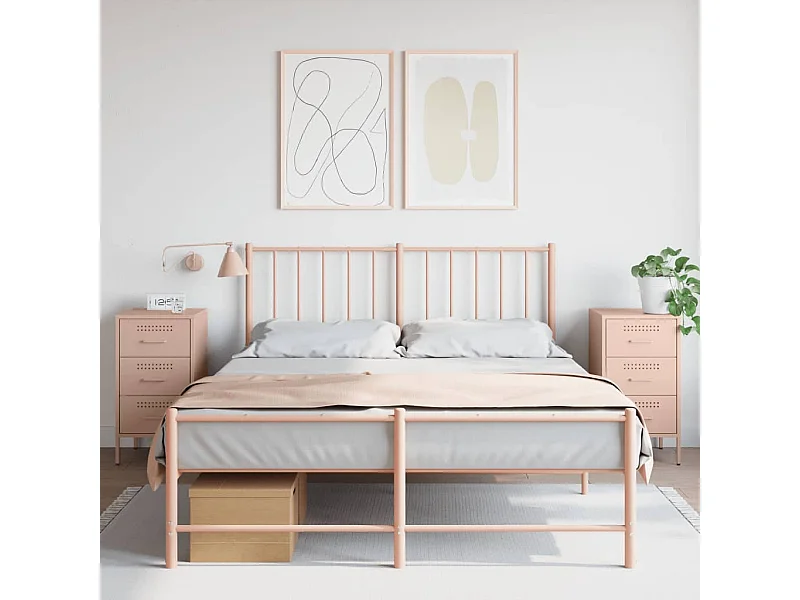 Nachttische 2 Stk. Rosa 36x39x68 cm Stahl