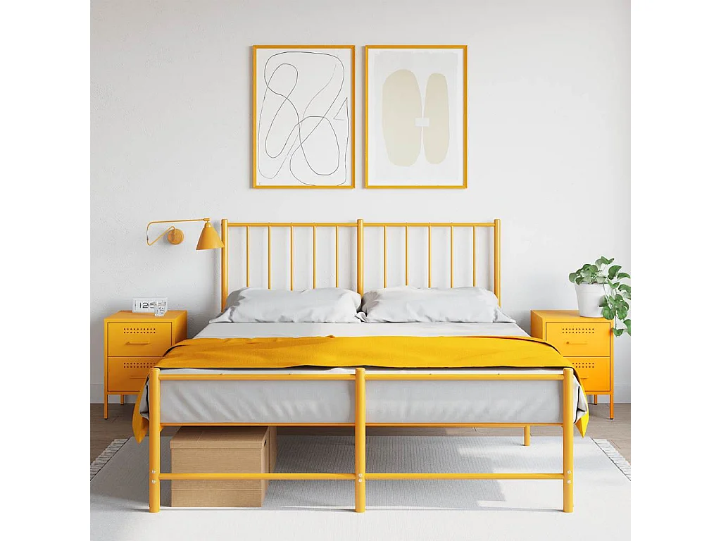 Nachtkastjes 2 st 36x39x50,5 cm staal mosterdgeel