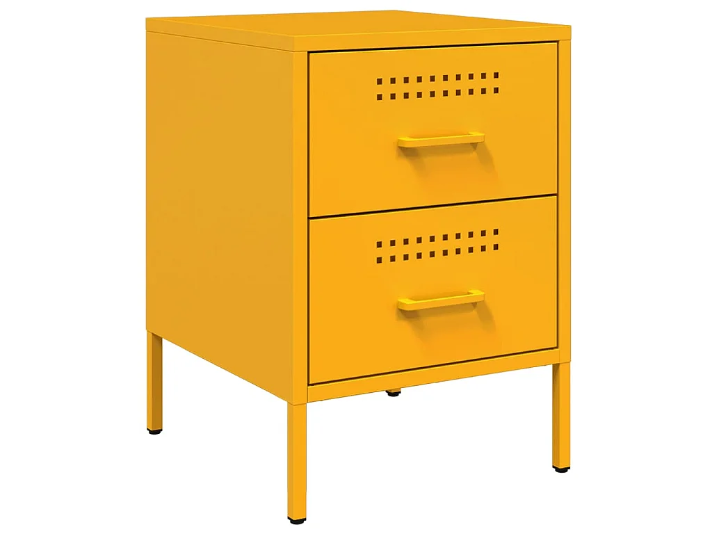 Nachtkastjes 2 st 36x39x50,5 cm staal mosterdgeel
