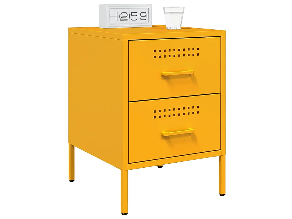 Nachtkastjes 2 st 36x39x50,5 cm staal mosterdgeel