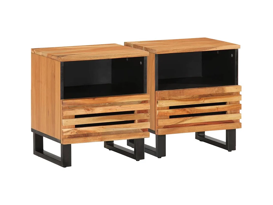 Tables de chevet 2 pcs 40x34x46 cm bois d'acacia massif