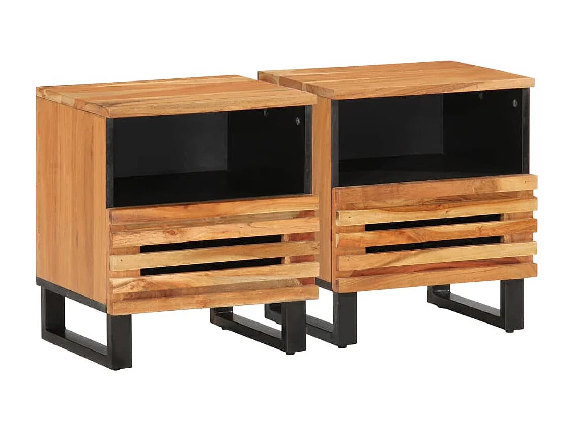 Tables de chevet 2 pcs 40x34x46 cm bois d'acacia massif
