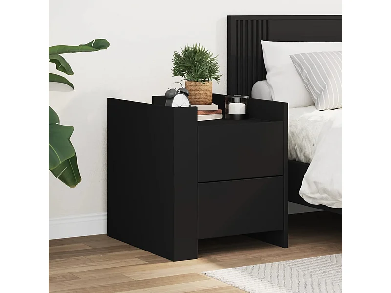 Comodino Nero 45x50x50 cm in Legno Multistrato