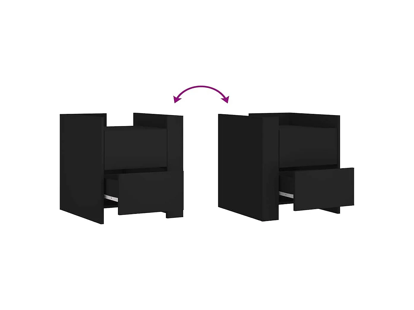 Table de chevet noir 45x50x50 cm bois d’ingénierie