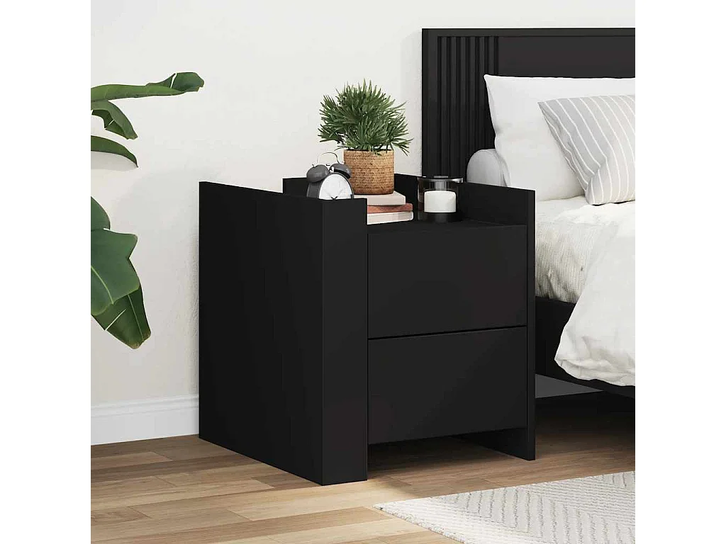 Table de chevet noir 45x50x50 cm bois d’ingénierie