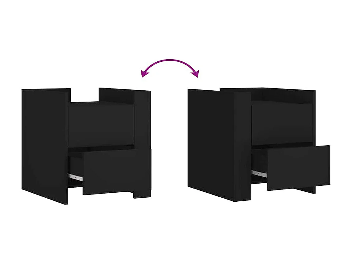 Table de chevet noir 45x50x50 cm bois d’ingénierie