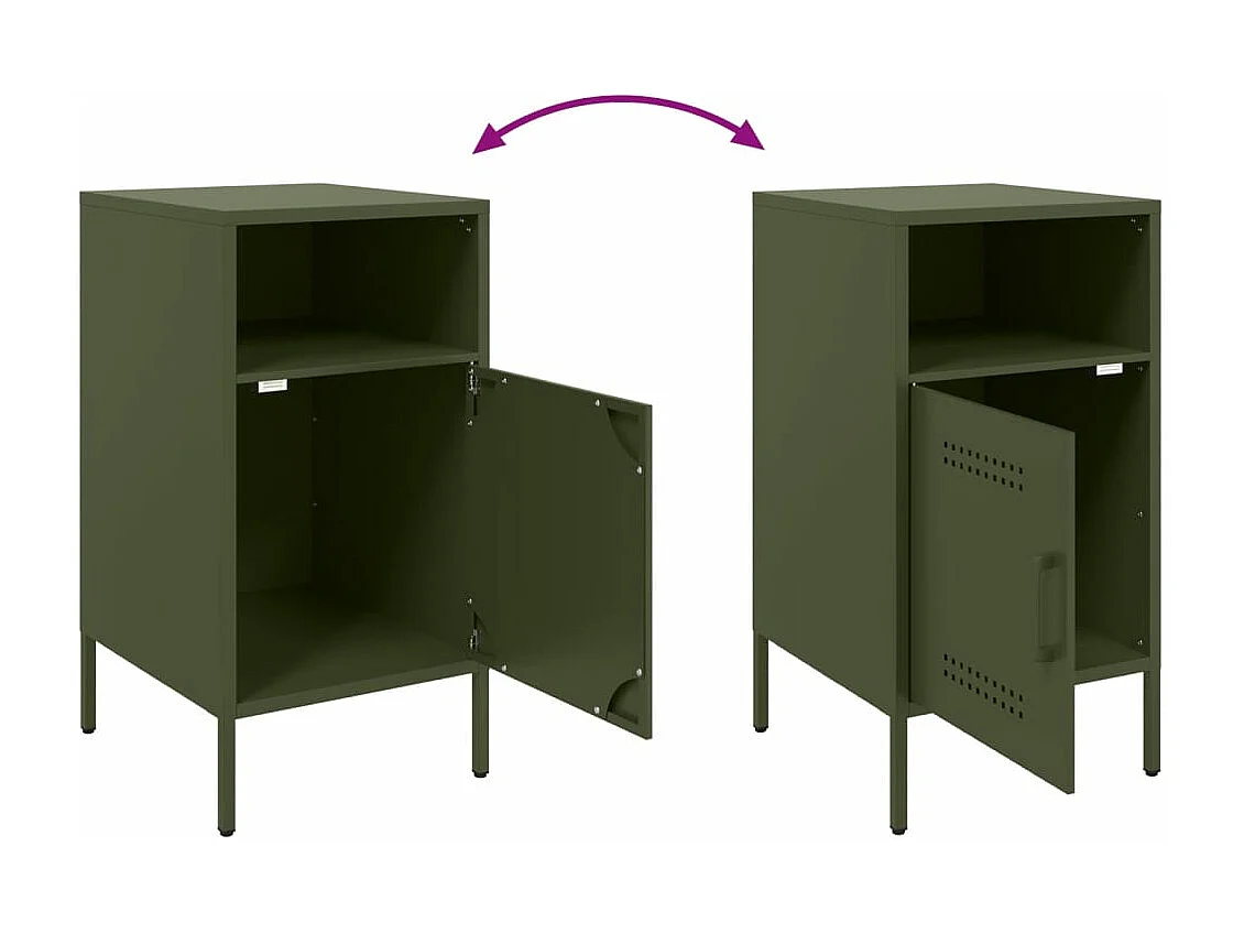 Tables de chevet 2 pcs vert olive 36x39x68 cm acier