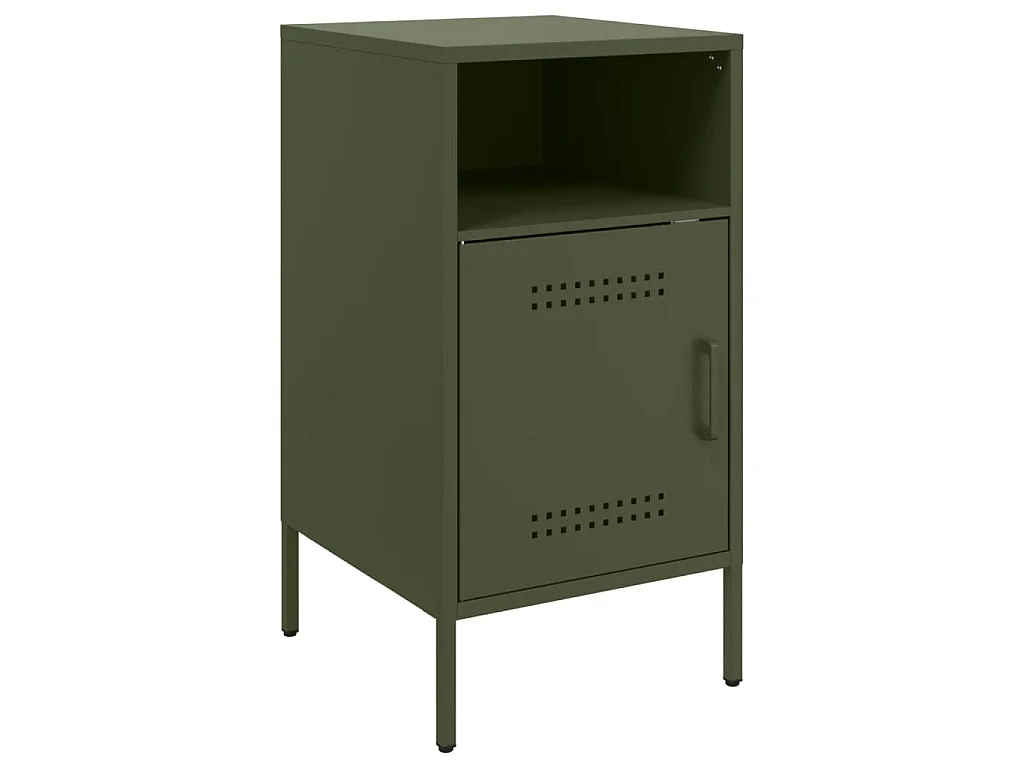 Tables de chevet 2 pcs vert olive 36x39x68 cm acier