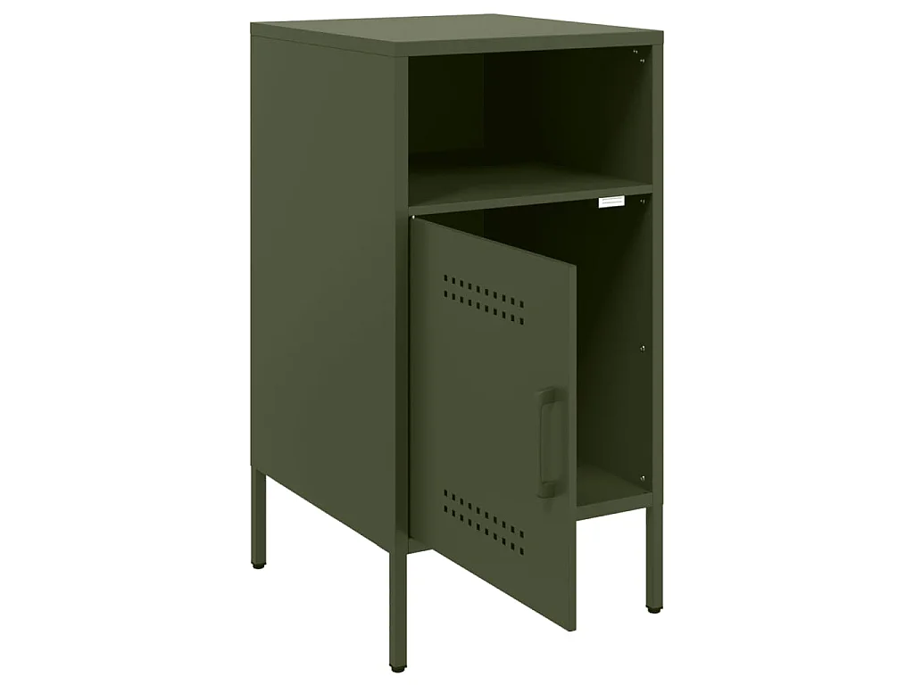 Tables de chevet 2 pcs vert olive 36x39x68 cm acier