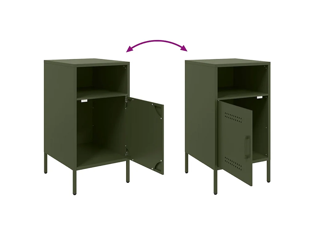 Tables de chevet 2 pcs vert olive 36x39x68 cm acier
