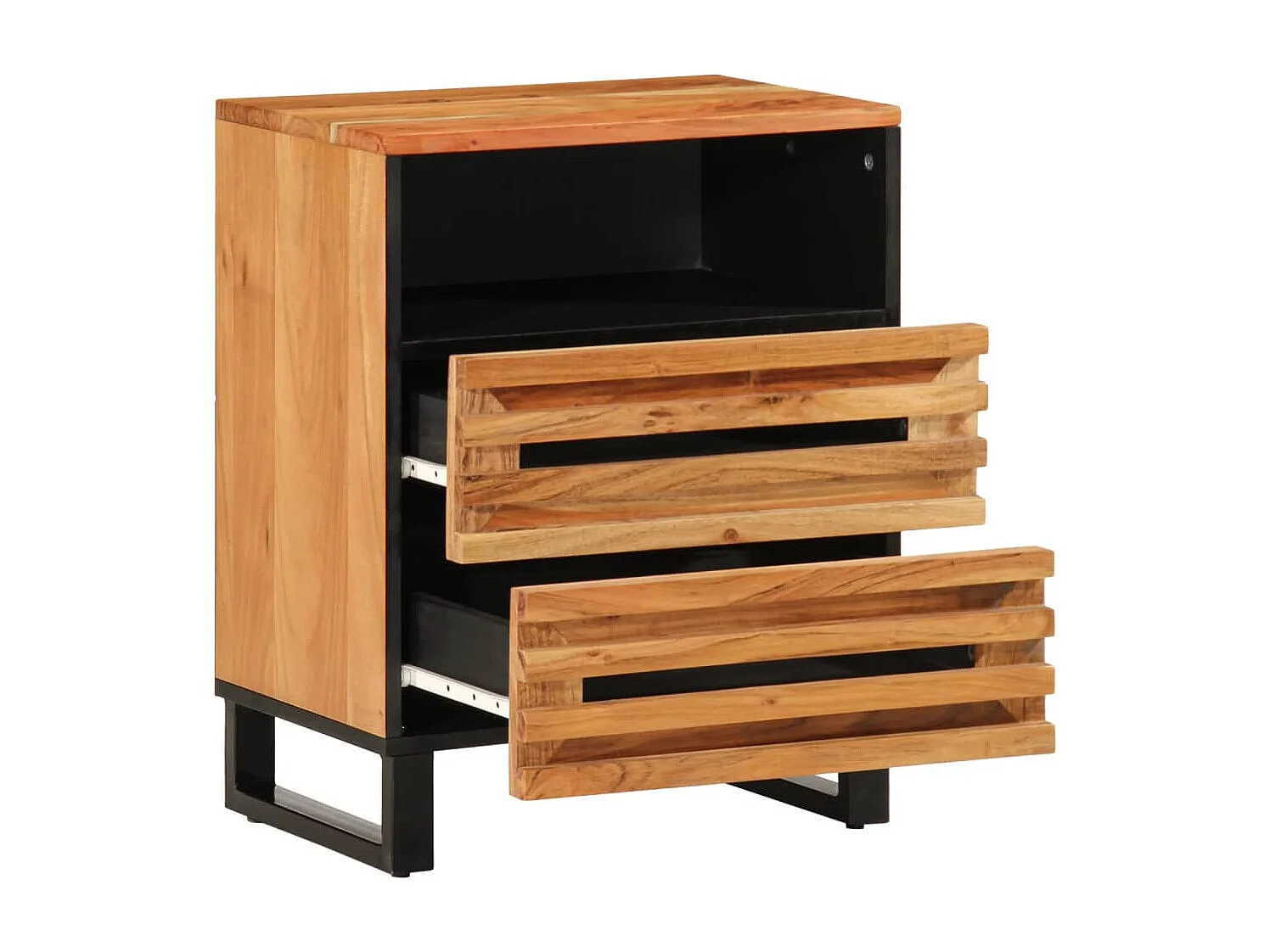 Comodino Marrone 50x34x62 cm in Legno Massello di Mango