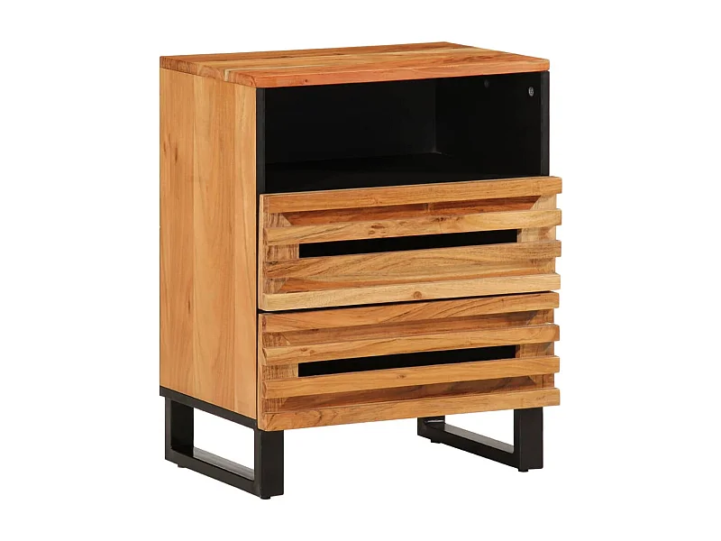 Comodino Marrone 50x34x62 cm in Legno Massello di Mango