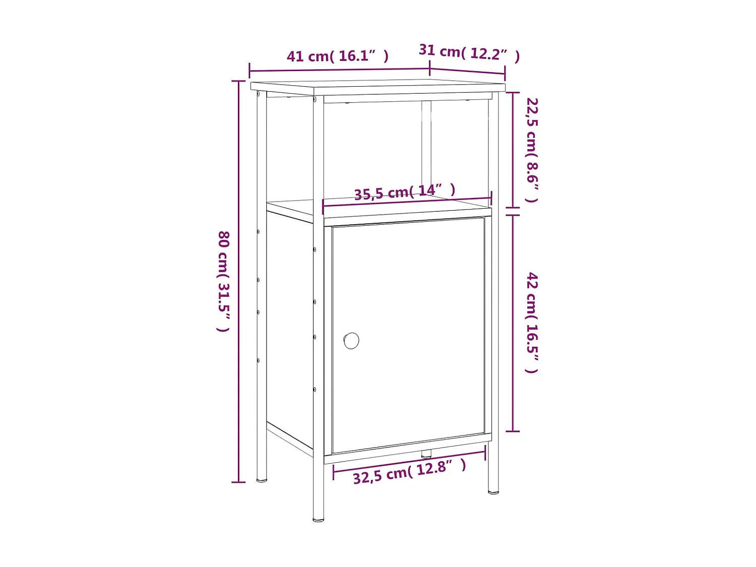 Tables de chevet 2 pcs noir 41x31x80 cm bois d’ingénierie
