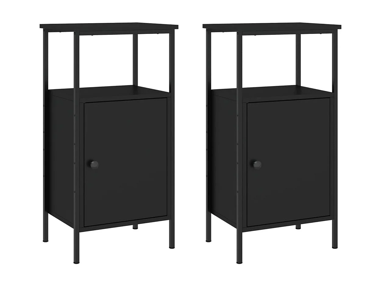 Nachtkastjes 2 st 41x31x80 cm bewerkt hout zwart