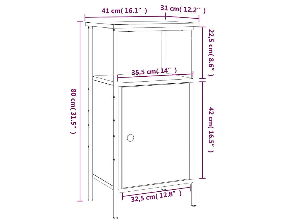 Nachtkastjes 2 st 41x31x80 cm bewerkt hout zwart