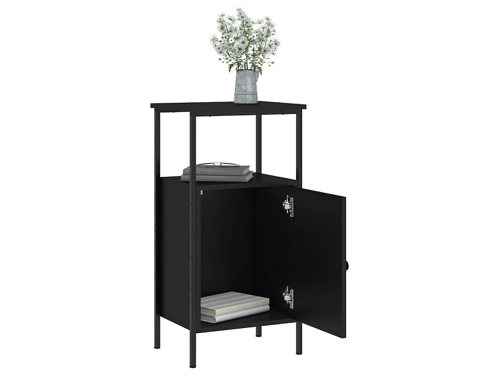 Nachtkastjes 2 st 41x31x80 cm bewerkt hout zwart