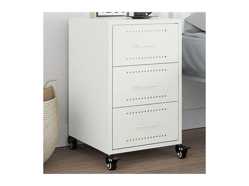 Table de chevet blanc 36x39x59 cm acier