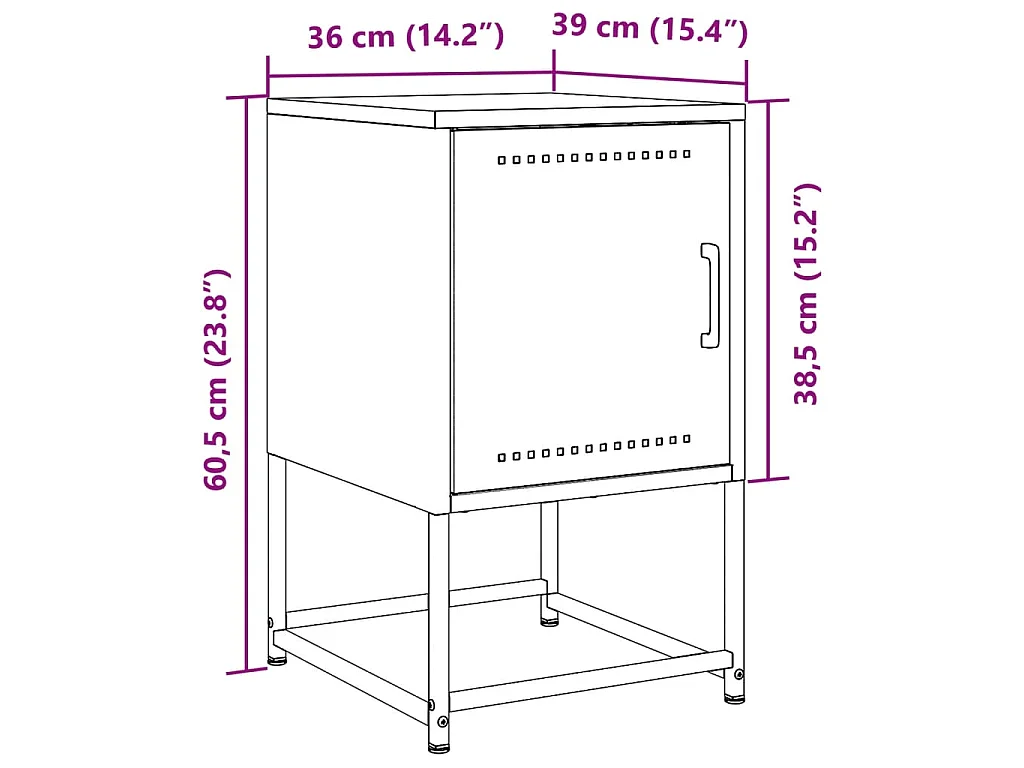 Mesa de cabeceira 36x39x60,5 cm aço rosa