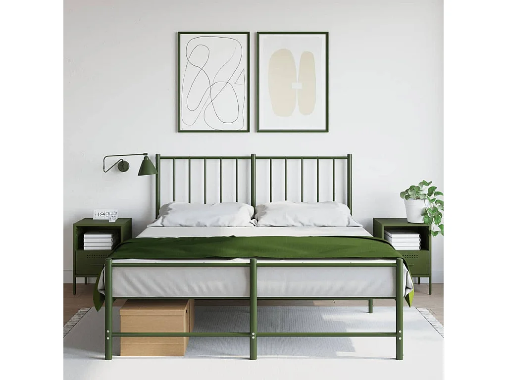 Tables de chevet 2 pcs vert olive 36x39x50,5 cm acier