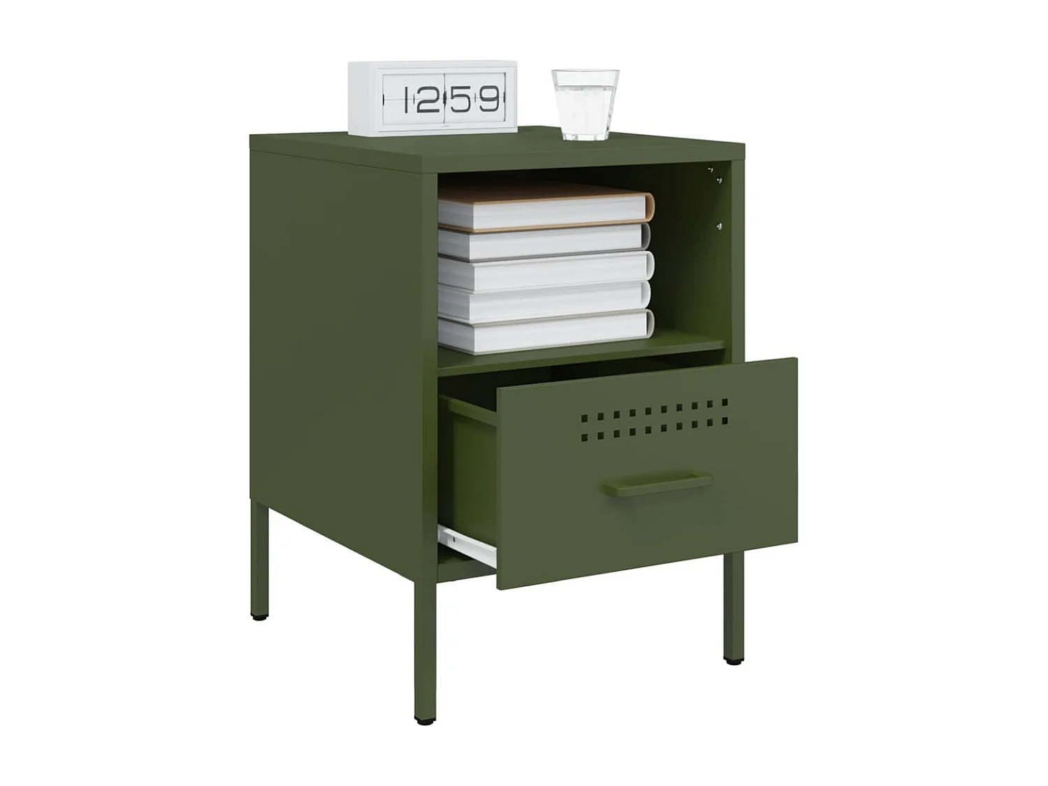 Tables de chevet 2 pcs vert olive 36x39x50,5 cm acier