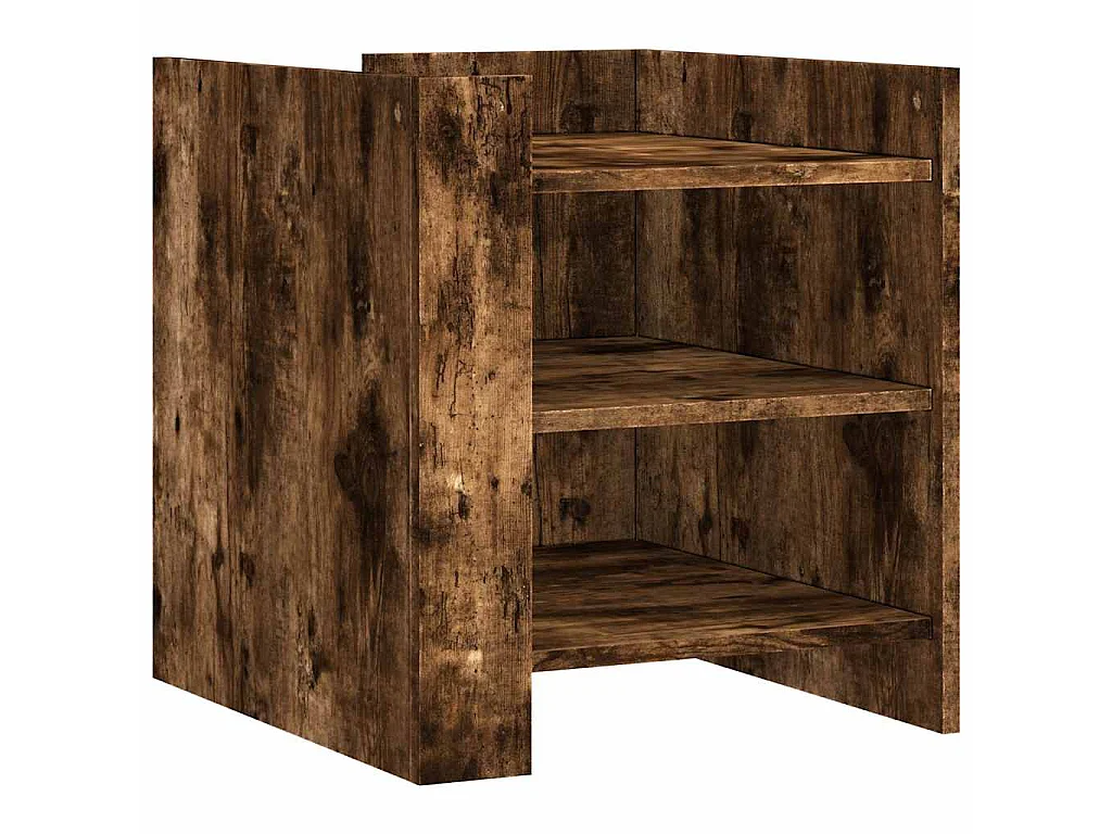 Nachtkastje 45x50x50 cm bewerkt hout gerookt eikenkleurig