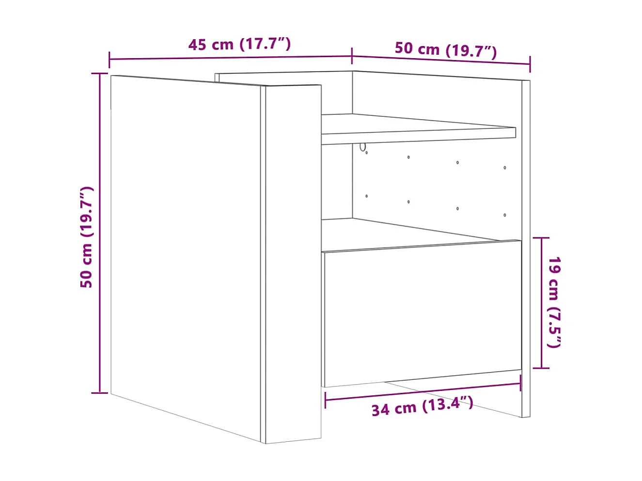Nachttisch Braun Eichen-Optik 45x50x50 cm Holzwerkstoff