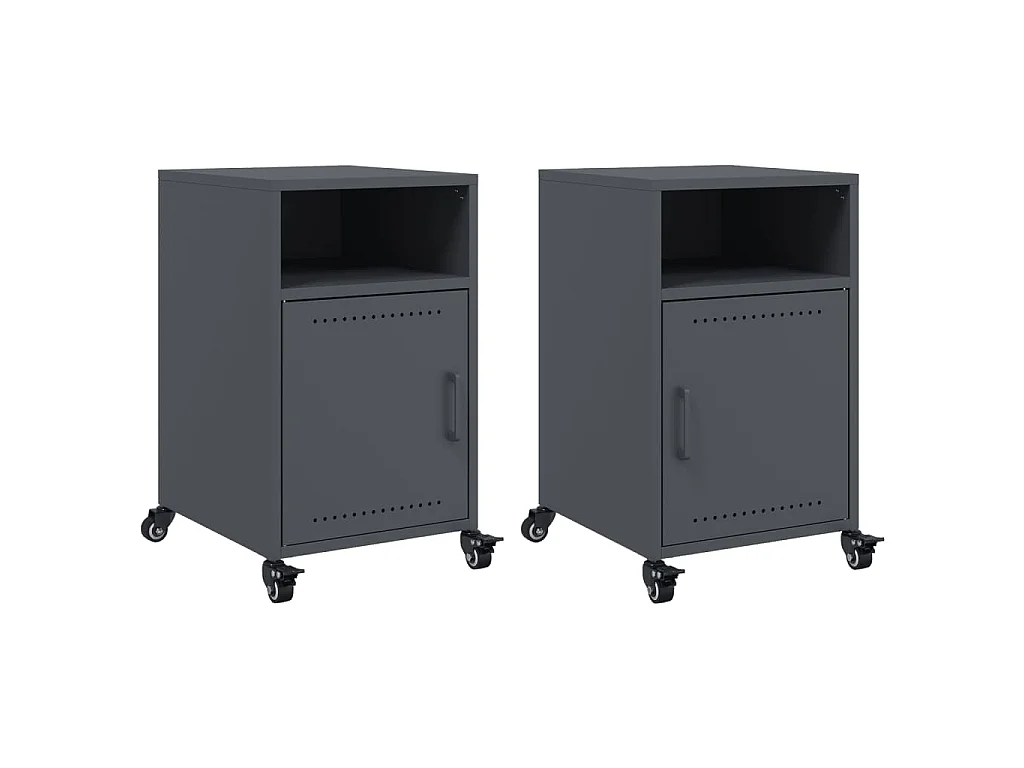 Tables de chevet 2 pcs anthracite 36x39x59 cm acier