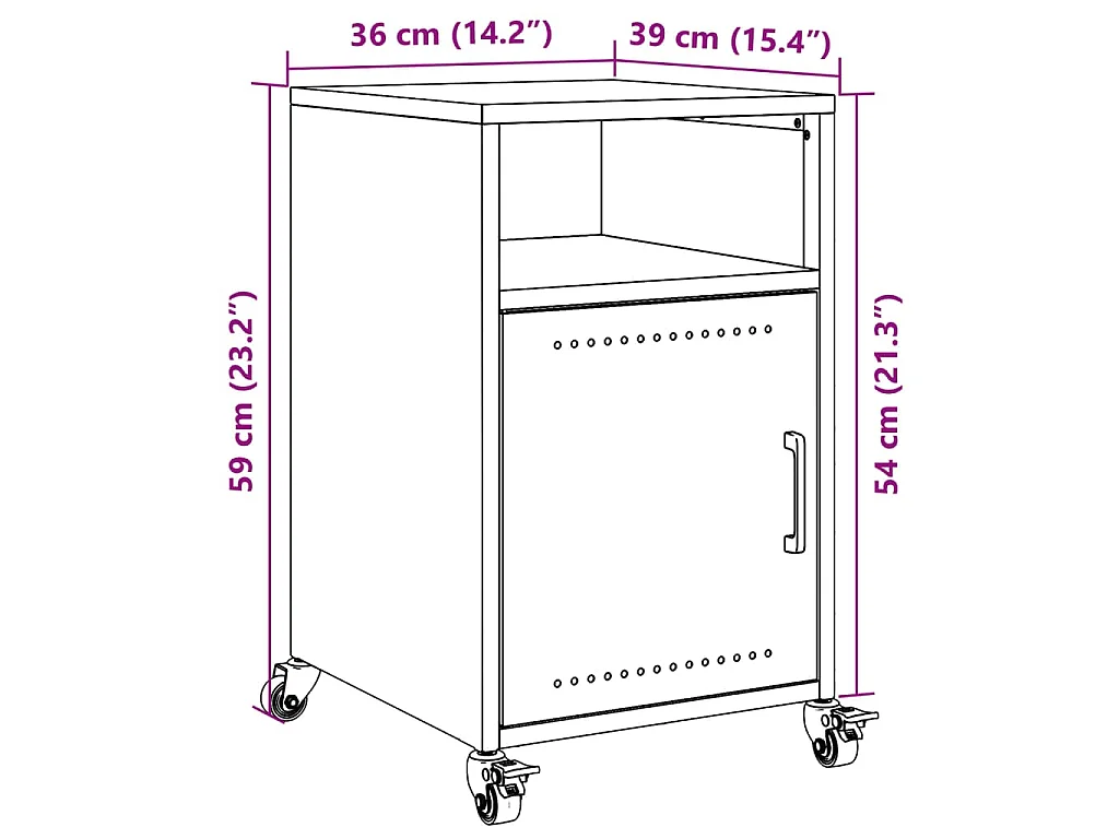 Tables de chevet 2 pcs anthracite 36x39x59 cm acier