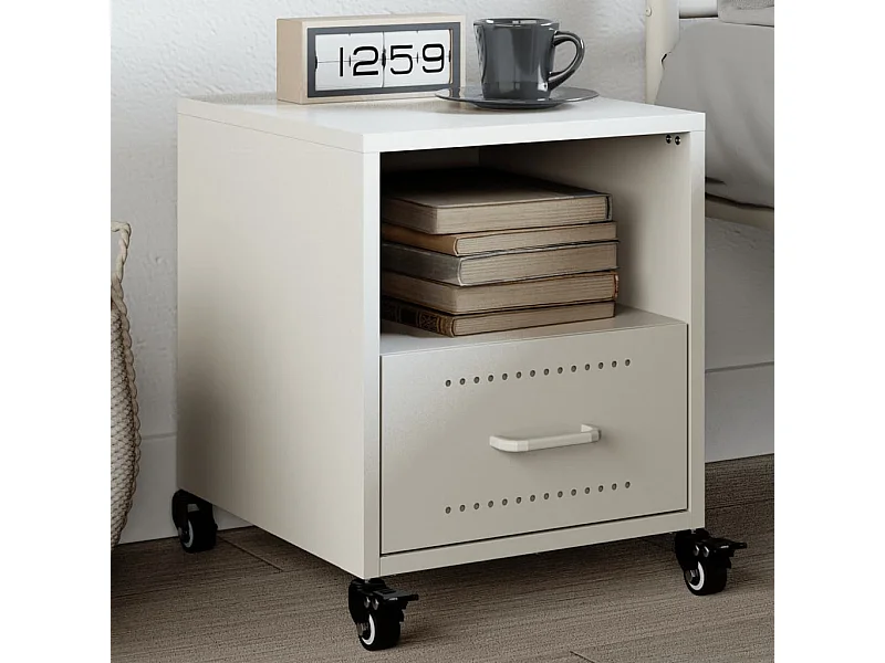 Table de chevet blanc 36x39x43,5 cm acier