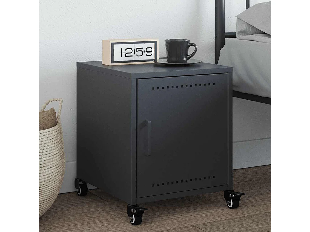 Table de chevet anthracite 36x39x43,5 cm acier
