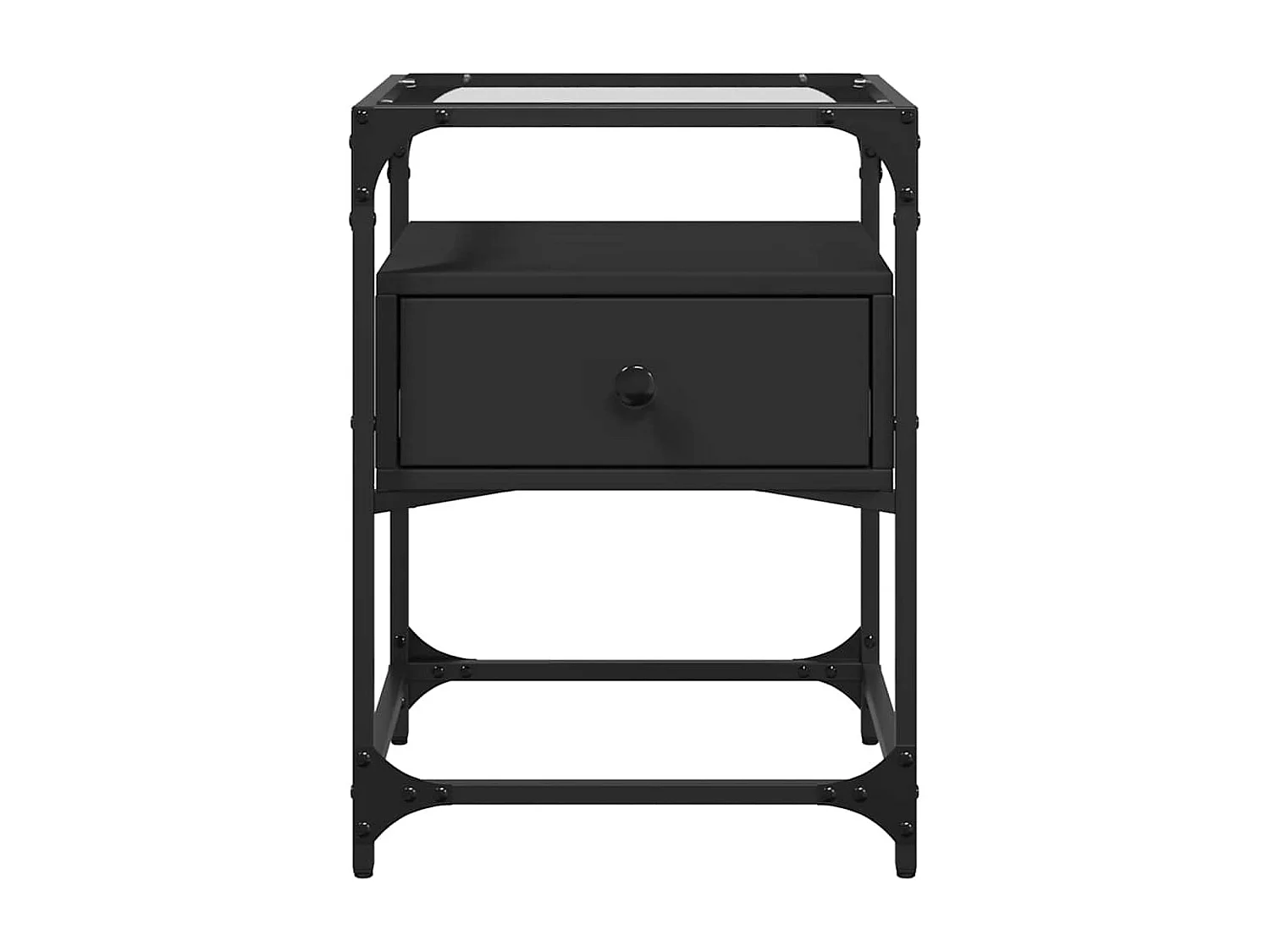 Table de chevet noir 40x40x55 cm bois d'ingénierie