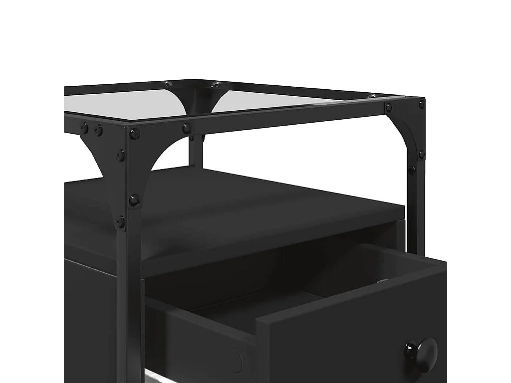Table de chevet noir 40x40x55 cm bois d'ingénierie