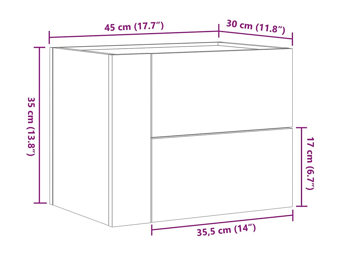 Wand-Nachttische 2 Stk. Weiß 45x30x35 cm