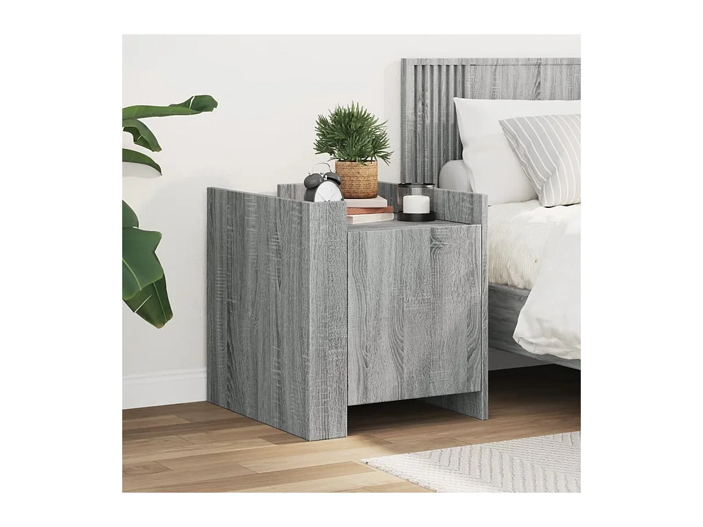Nachtkastje 45x50x50 cm bewerkt hout grijs sonoma eikenkleurig