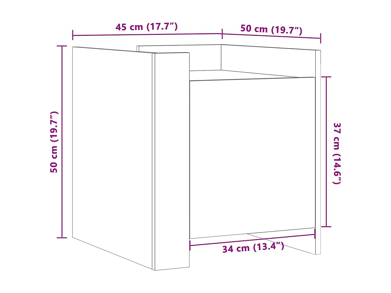 Mesita de noche madera de ingeniería gris Sonoma 45x50x50 cm