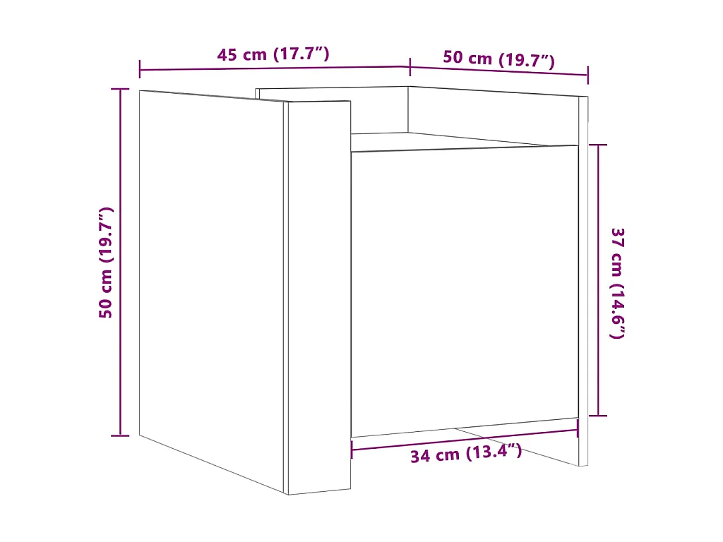 Table de chevet sonoma gris 45x50x50 cm bois d'ingénierie