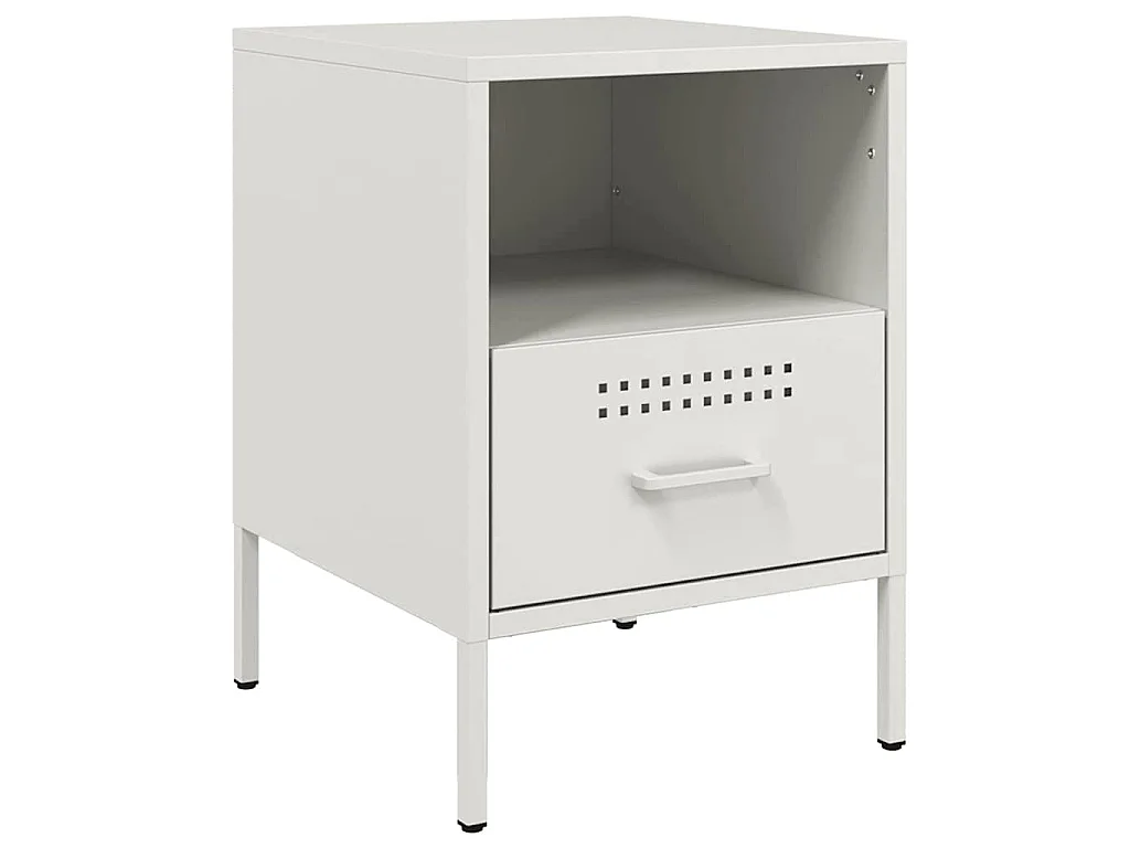 Table de chevet blanc 36x39x50,5 cm acier