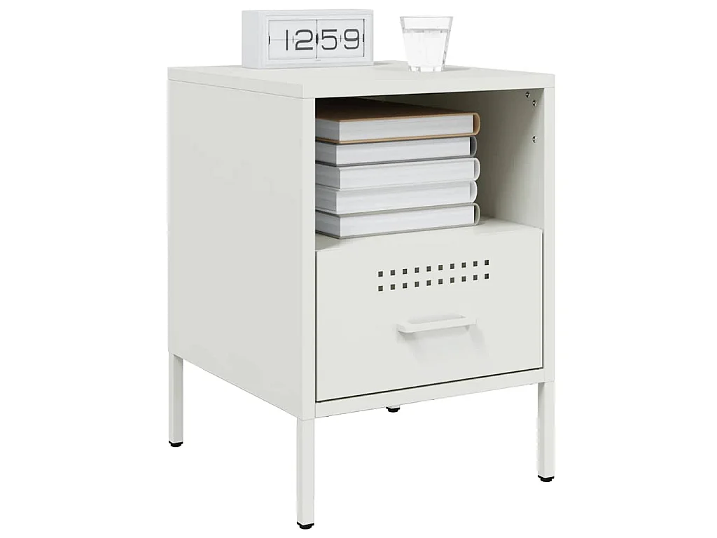 Table de chevet blanc 36x39x50,5 cm acier