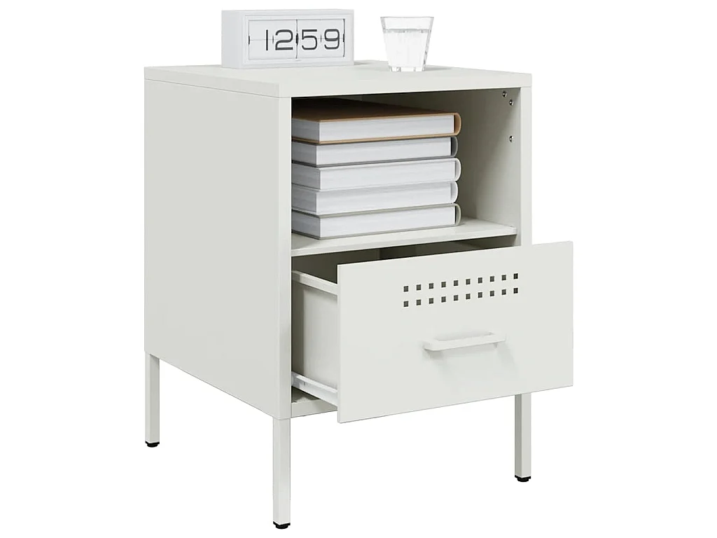 Table de chevet blanc 36x39x50,5 cm acier